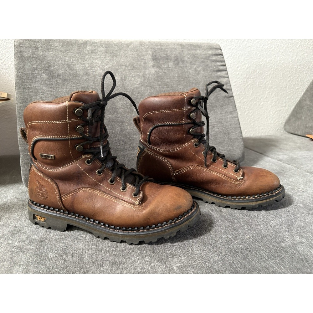 Georgia Boot® Women's 9.5m Logger 7" AMP LT Waterproof Work Boot in Brown